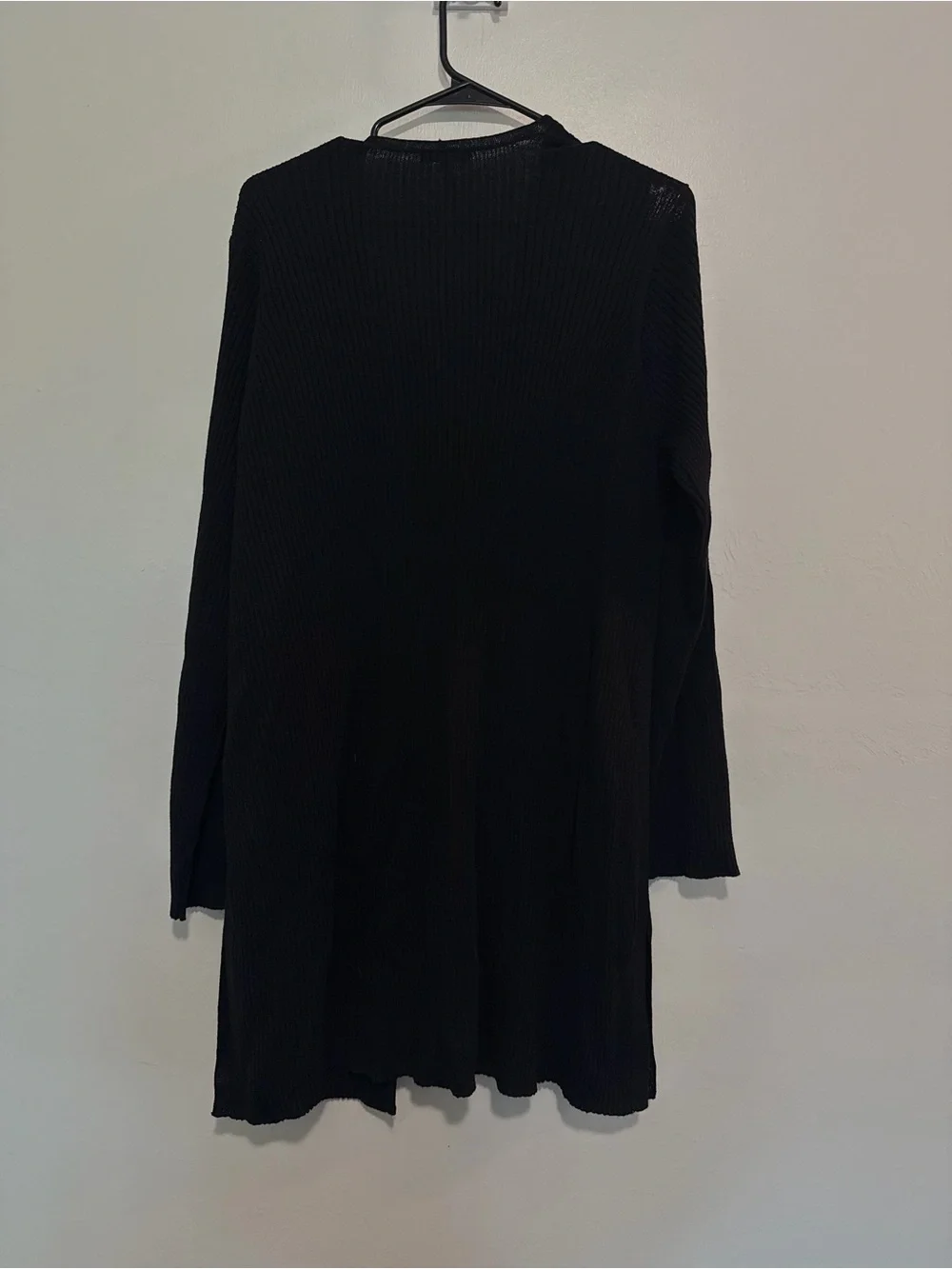 Eileen Fisher Long Sleeve Open Cardigan  Wool Open Size Large Black